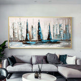 Abstract Blue And White Sailboats On The Sea Hand Painted Oil Painting On Canvas Wall Art For Home Decoration