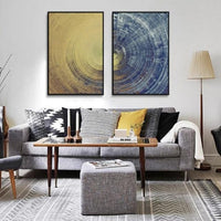 Hq Canvas Print Wall Art Abstract Blue Meets Yellow With Frame 40X60Cm Only Canvas / 034