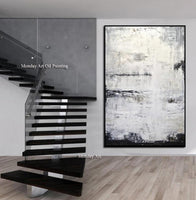 Abstract Handpainted Painting Large Modern Original Oil Art Taupe White Brown Contemporary