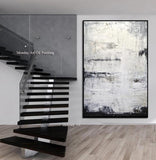 Abstract Handpainted Painting Large Modern Original Oil Art Taupe White Brown Contemporary