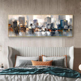 Abstract Large City Building Painting Hand Painted Oil Painting On Canvas Handmade