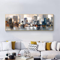 Abstract Large City Building Painting Hand Painted Oil Painting On Canvas Handmade