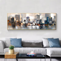 Abstract Large City Building Painting Hand Painted Oil Painting On Canvas Handmade