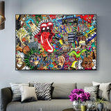 Abstract Music Graffiti Wall Art Paintings Modern Street Art HQ Canvas Print