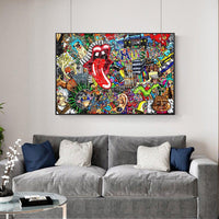 Abstract Music Graffiti Wall Art Paintings Modern Street Art HQ Canvas Print