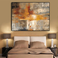 Abstract Nordic Style Gold Hand Oil Painting On Canvas Scandinavia Art