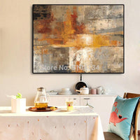 Abstract Nordic Style Gold Hand Oil Painting On Canvas Scandinavia Art