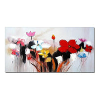 Abstract Red Yellow Blue Flowers Oil Painting 100% Hand Painted On Canvas Modern Wall Art Painting