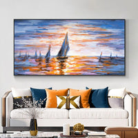 Abstract Seascape Sailboat Hand Painted Oil Painting On Canvas New Original Design