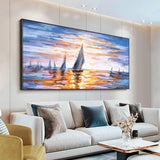 Abstract Seascape Sailboat Hand Painted Oil Painting On Canvas New Original Design