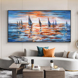 Abstract Seascape Sailboat Hand Painted Oil Painting On Canvas New Original Design