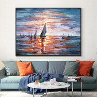 Abstract Seascape Sailboat Hand Painted Oil Painting On Canvas New Original Design