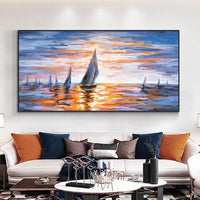 Abstract Seascape Sailboat Hand Painted Oil Painting On Canvas New Original Design