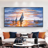 Abstract Seascape Sailboat Hand Painted Oil Painting On Canvas New Original Design