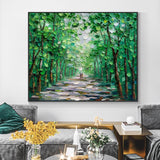 Abstract Trees With Green Leaves Hand Painted Oil Painting On Canvas Modern Landscape Wall Art