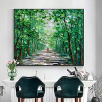 Abstract Trees With Green Leaves Hand Painted Oil Painting On Canvas Modern Landscape Wall Art