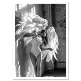 Angel Wing Lady Wall Art Canvas Black White HQ Canvas Print