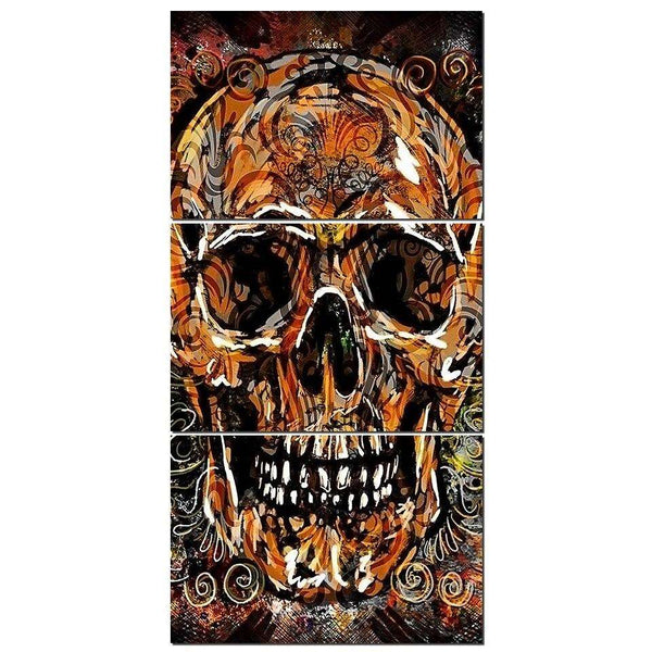 3 Panel Canvas Painting Abstract Colorful Skull Picture Modular WITH FRAME HQ Canvas Print