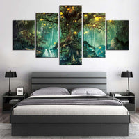 5 Panel Art Enchanted Tree Scenery Painting Wall Pictures WITH FRAME HQ Canvas Print