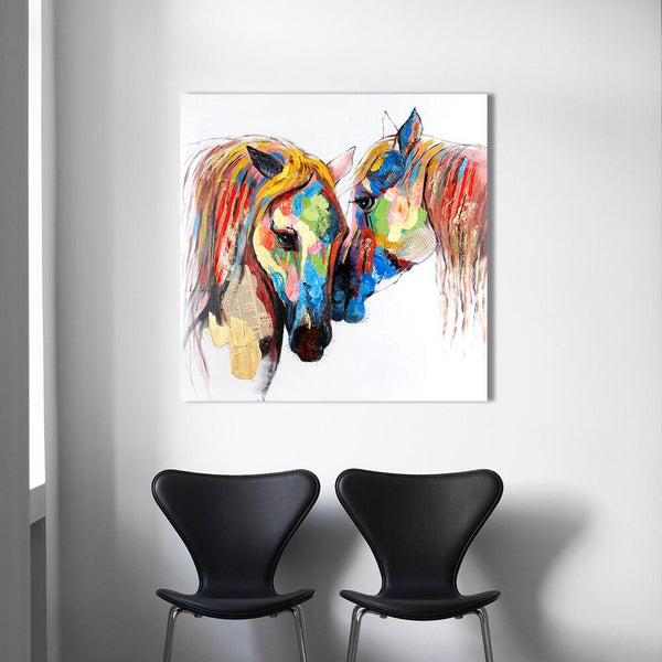 colorful horse painting Poster Wall Art Painting WITH FRAME HQ Canvas Print