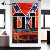 3 Panel Canvas Art Red Car With X Flag WITH FRAME HQ Canvas Print