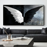 Kids Room Black And White Angel Wings Modern Wings HQ Canvas Print