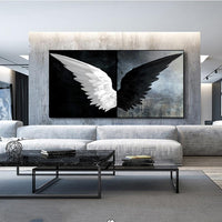 Kids Room Black And White Angel Wings Modern Wings HQ Canvas Print