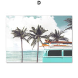 Blue Beach Surfing Van Tropical Nordic Wall Art HQ Leinwanddruck