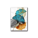 Blue Green Yellow Gold Plant Leaf Abstract HQ Canvas Print