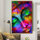 Buddha Painting Colorful HQ Canvas Print Decorative Wall Art