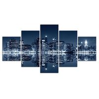 5 Panel Home Art York Scenery Night View WITH FRAME HQ Canvas Print