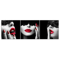 3 Panel Sexy Red Lips Girls Picture Wall Art Modern MIT RAHMEN HQ Leinwanddruck