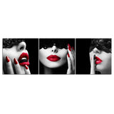 3 Panel Sexy Red Lips Girls Picture Wall Art Modern MIT RAHMEN HQ Leinwanddruck