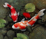 Chinese Koi Fish Lotus beautiful Feng Shui Animal HQ Canvas Print