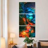 3 Panel Buddha blue HQ Canvas print painting WITH FRAME