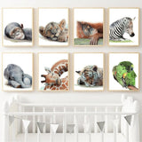 Kids Room Elephant giraffe lion tiger zebra Parrot Nursery Wall Art Nordic Wall Pictures Baby Room HQ Canvas Print