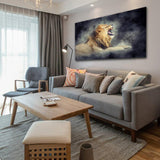 Male Lion In Smoke Cool Wall Art Living Room FRAME AVAILABLE HQ Canvas Print