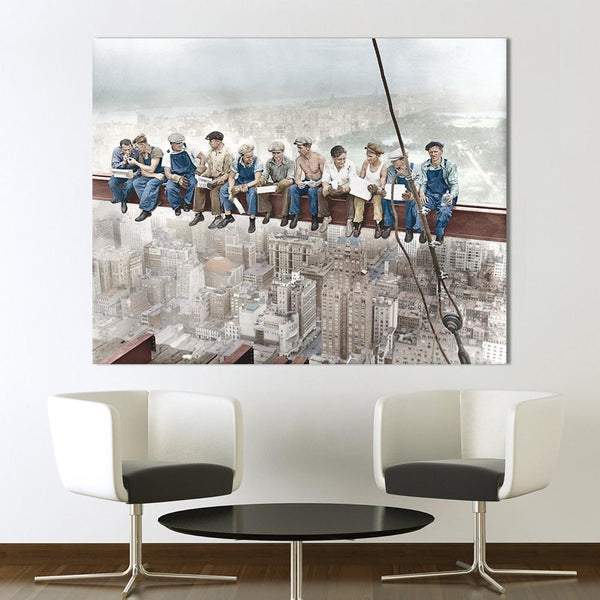 Kids Room Empire State Building Build Workers FRAME AVAILABLE HQ Canvas Print