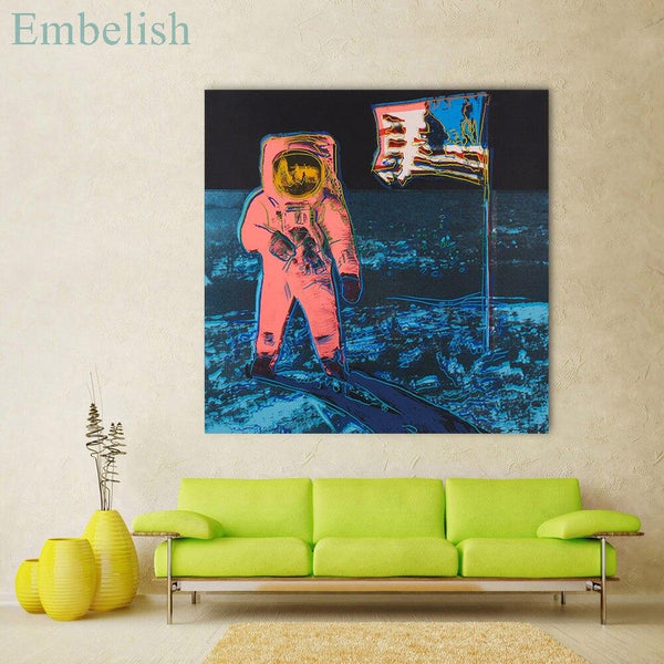 Space Planet Astronaut By Andy Warhol Modern Home Decor FRAME AVAILABLE HQ Canvas Print