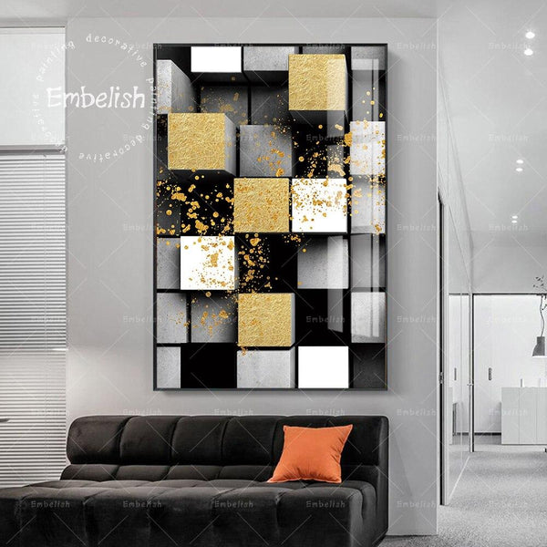 Nordic Style Mix Gold Color Modern Home Decor Picture FRAME AVAILABLE HQ Canvas Print