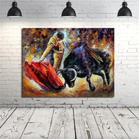 Exciting Spanish Bullfight HQ Canvas Print Wall Art 12 x 16 inch