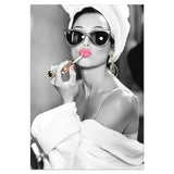 Fashion Wall Art Black White Woman Print Sexy Female HQ Canvas Print