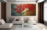 Abstract Red Flower Tree Knife Oil Painting On Canvas Beautiful