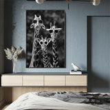 Kids Room Funny Giraffe Family with Sunglasses Canvas Posters and Prints Black and White Animals