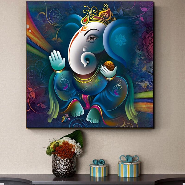 Ganesha Painting HQ Canvas Print Living Room Home Decoration FRAME AVAILABLE