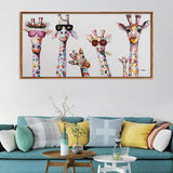 Kids Room Giraffe Family FRAME AVAILABLE Animal Art HQ Canvas Print Painting