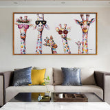Kids Room Giraffe Family FRAME AVAILABLE Animal Art HQ Canvas Print Painting
