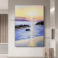 Best Hand Painted Abstract Knife Sunset Oil Painting On Canvas Modern Wall Art Painting