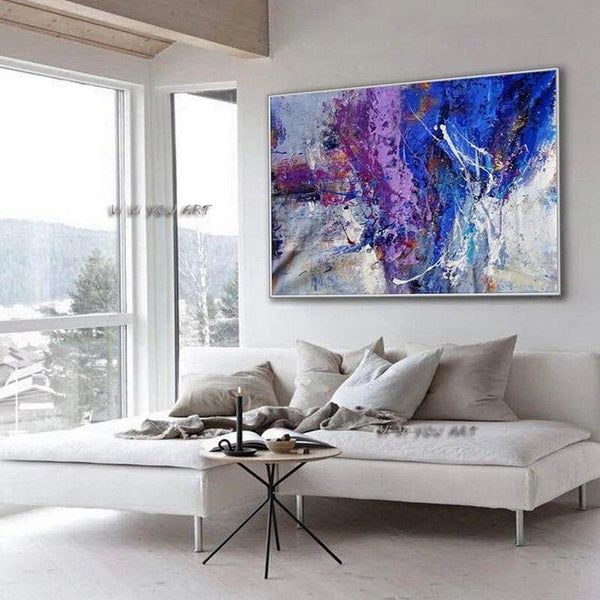 Canvas Wall Art Purple Modern Contemporary Art Abstract Artwork Decoration For Office Decor Handmade