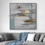 Hand Painted Abstract Modern Minimalist Blue Style Canvas